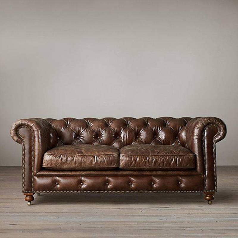 China decorative modern pull upholstery diamond button tufted leather sofa 