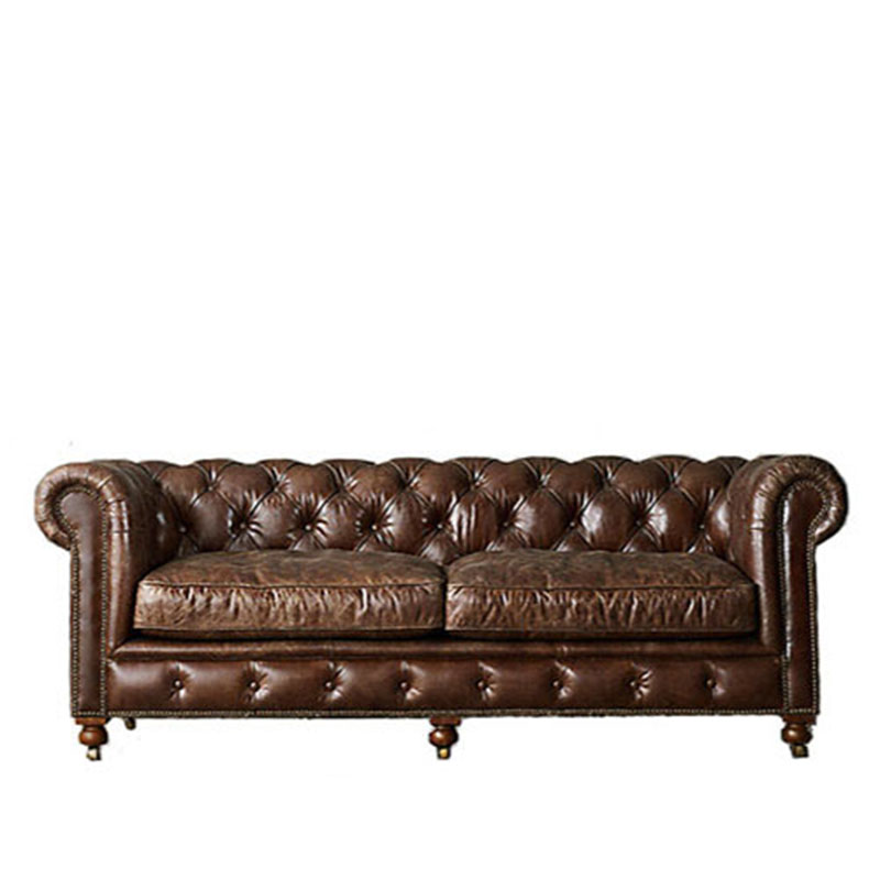 China decorative modern pull upholstery diamond button tufted leather sofa 