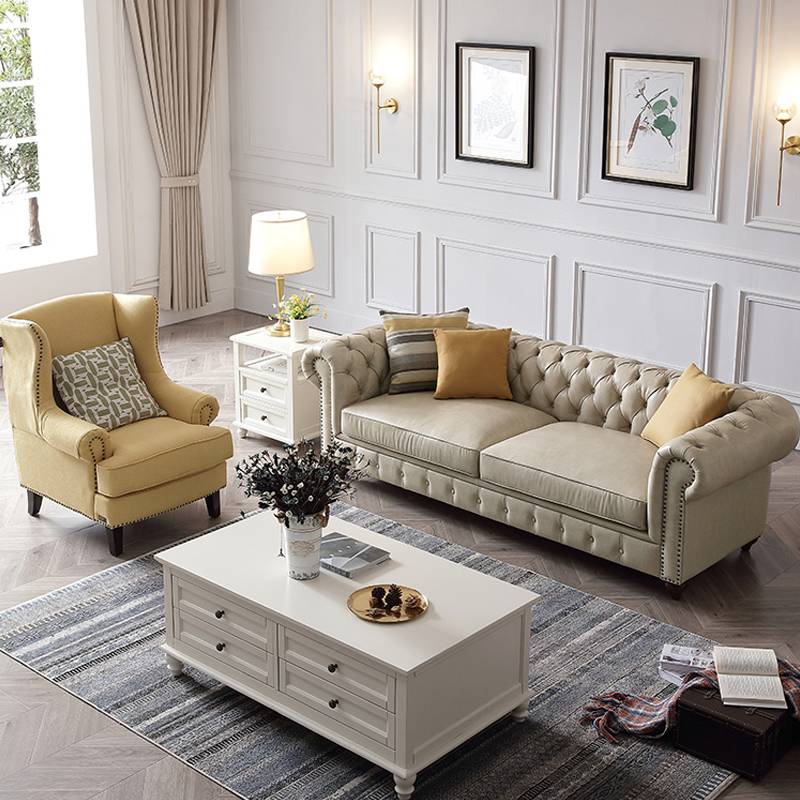Upholstered modern simple classsic italian deep chesterfield button tufted sofa