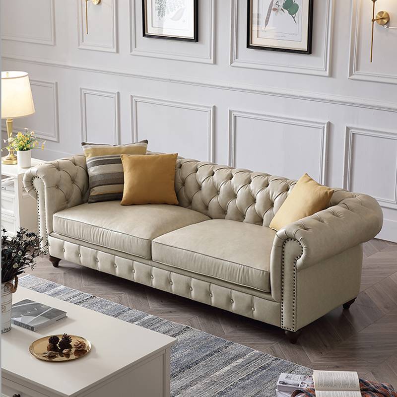 Upholstered modern simple classsic italian deep chesterfield button tufted sofa