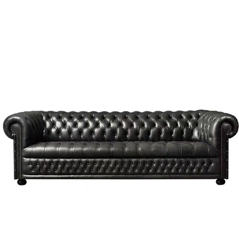 Italian customized color modern classic genuine leather button tufted sofa 