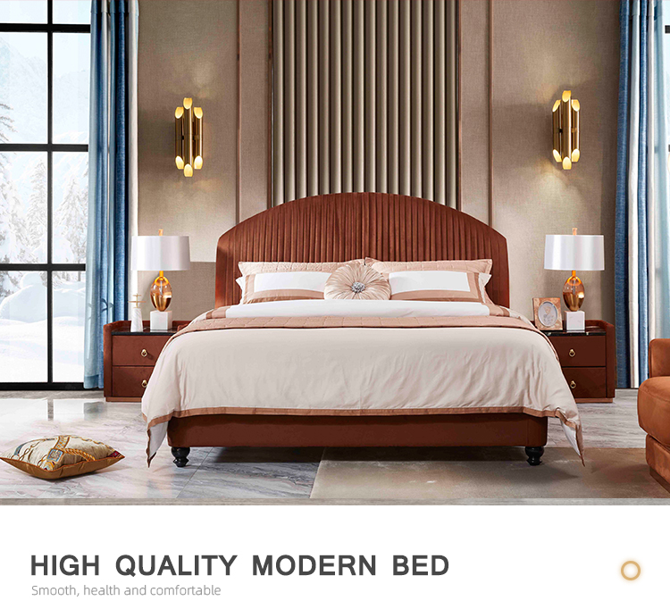 Factory directly sale modern Italian Classic leather double king size bed