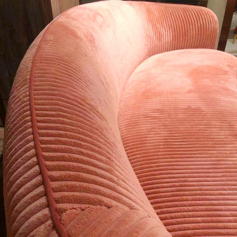 Modern Living Room Furniture Pink Velvet Upholstery golden legs sofa