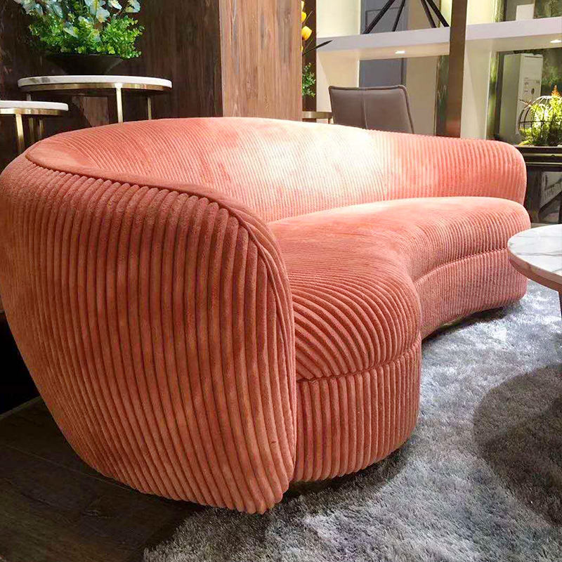 Modern Living Room Furniture Pink Velvet Upholstery golden legs sofa