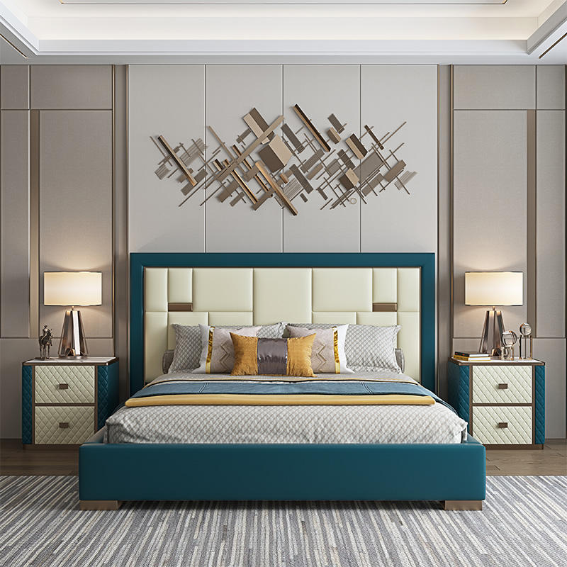 Custom American-style modern minimalist solid wood leather sofa