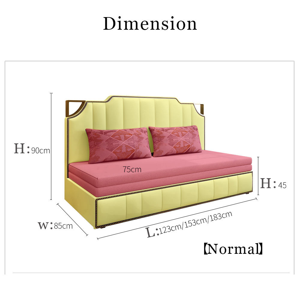 China pull out modern leather sofa bed with storage mechanism