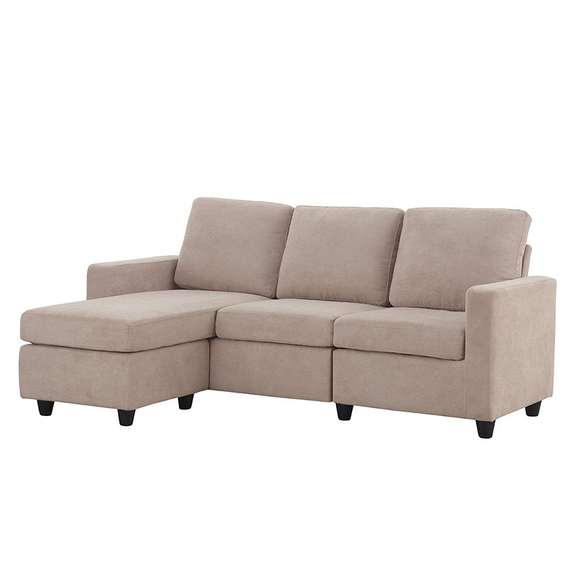Save Space Linen Convertible L-Shaped Sofa Small Space