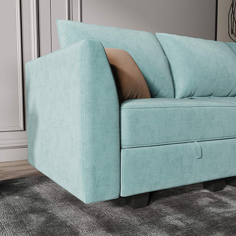 U-shaped convertible modular sofa with removable ottoman