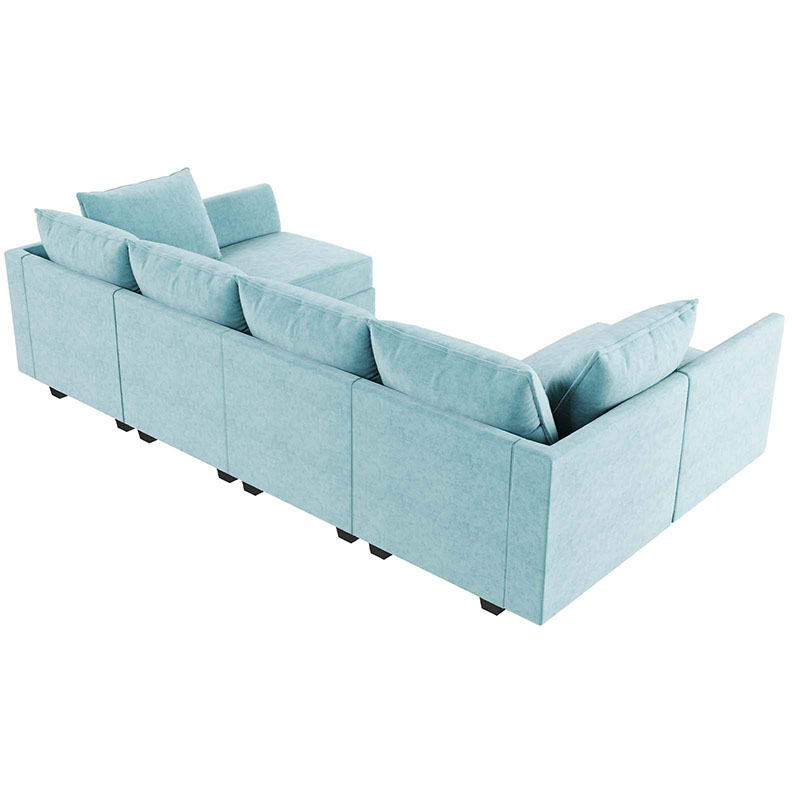 U-shaped convertible modular sofa with removable ottoman