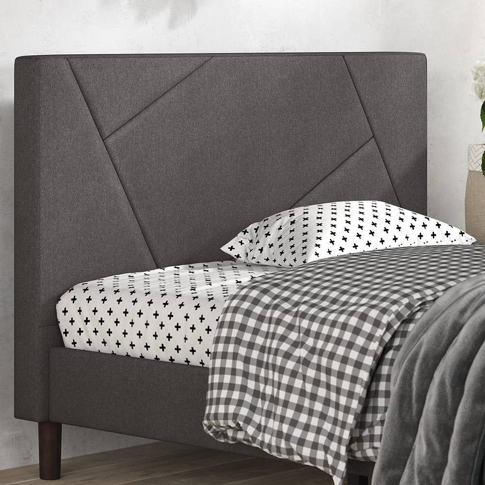 Grey Color Stylish Design Upholstered Platform Bed Frame