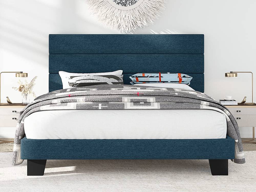 King Size Fabric Upholstered Platform Bed Frame
