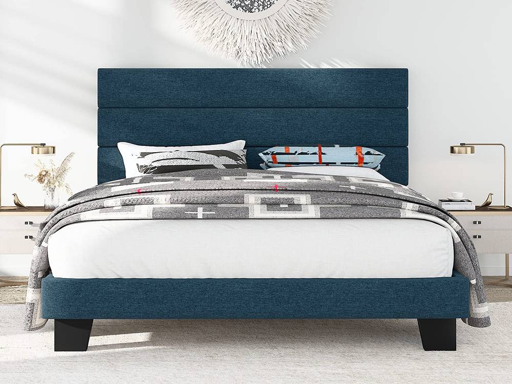 King Size Fabric Upholstered Platform Bed Frame