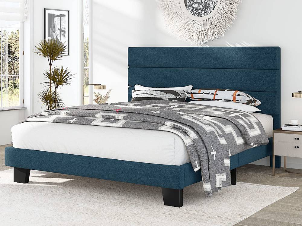 King Size Fabric Upholstered Platform Bed Frame