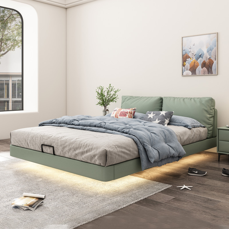 Custom American-style modern minimalist solid wood leather sofa
