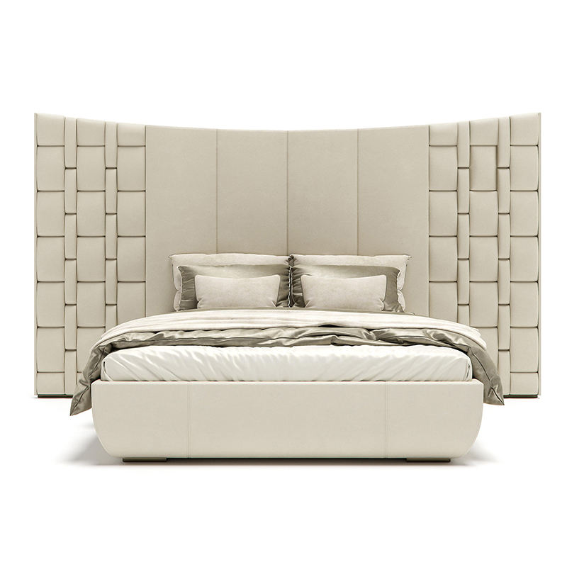 2022 latest luxury design wooden unique shape double bed furniture