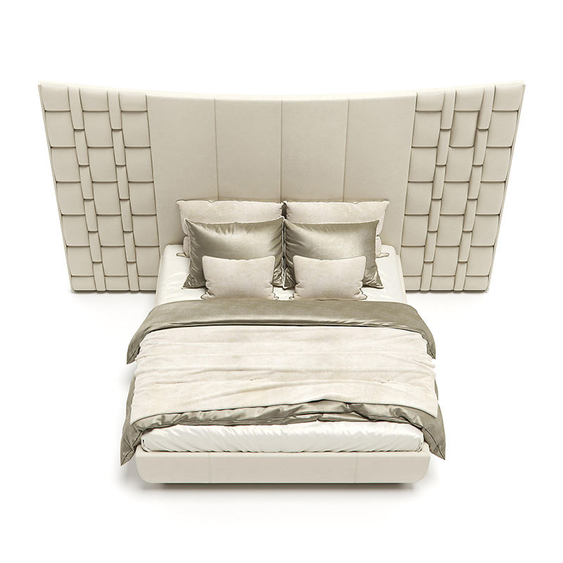 2022 latest luxury design wooden unique shape double bed furniture
