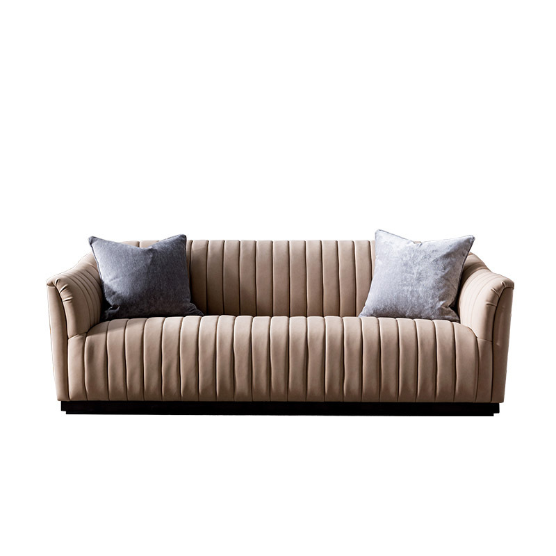 Custom American-style modern minimalist solid wood leather sofa