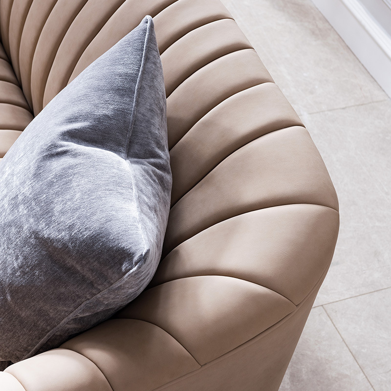 Custom American-style modern minimalist solid wood leather sofa