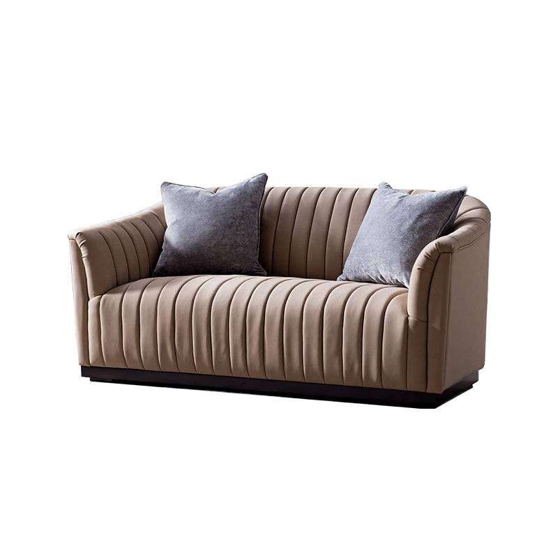 Custom American-style modern minimalist solid wood leather sofa