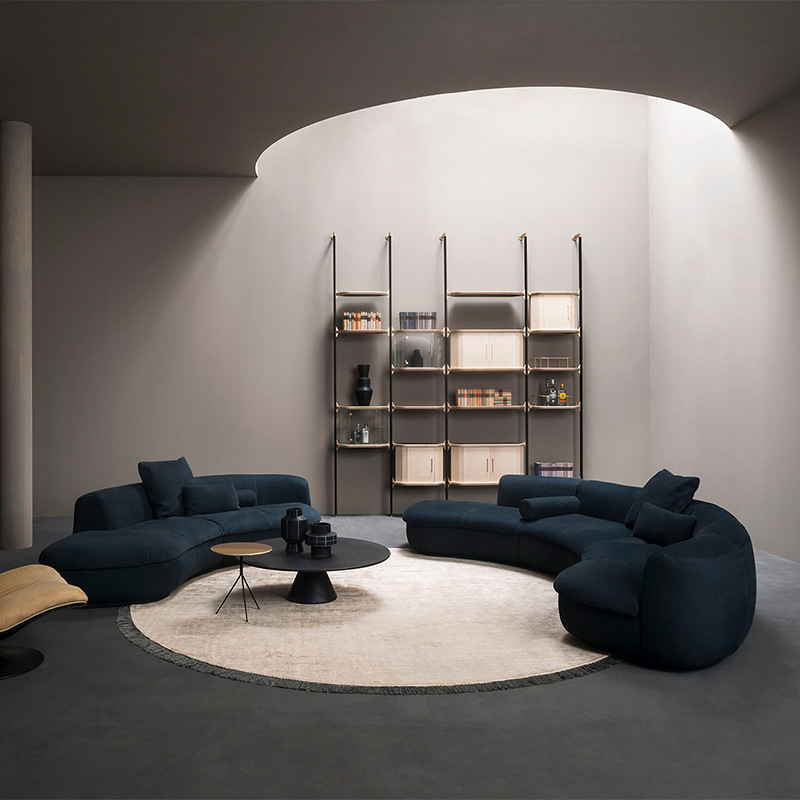 Italian luxury frosted fabric sofa simple modern living room 2022 new arc sofa