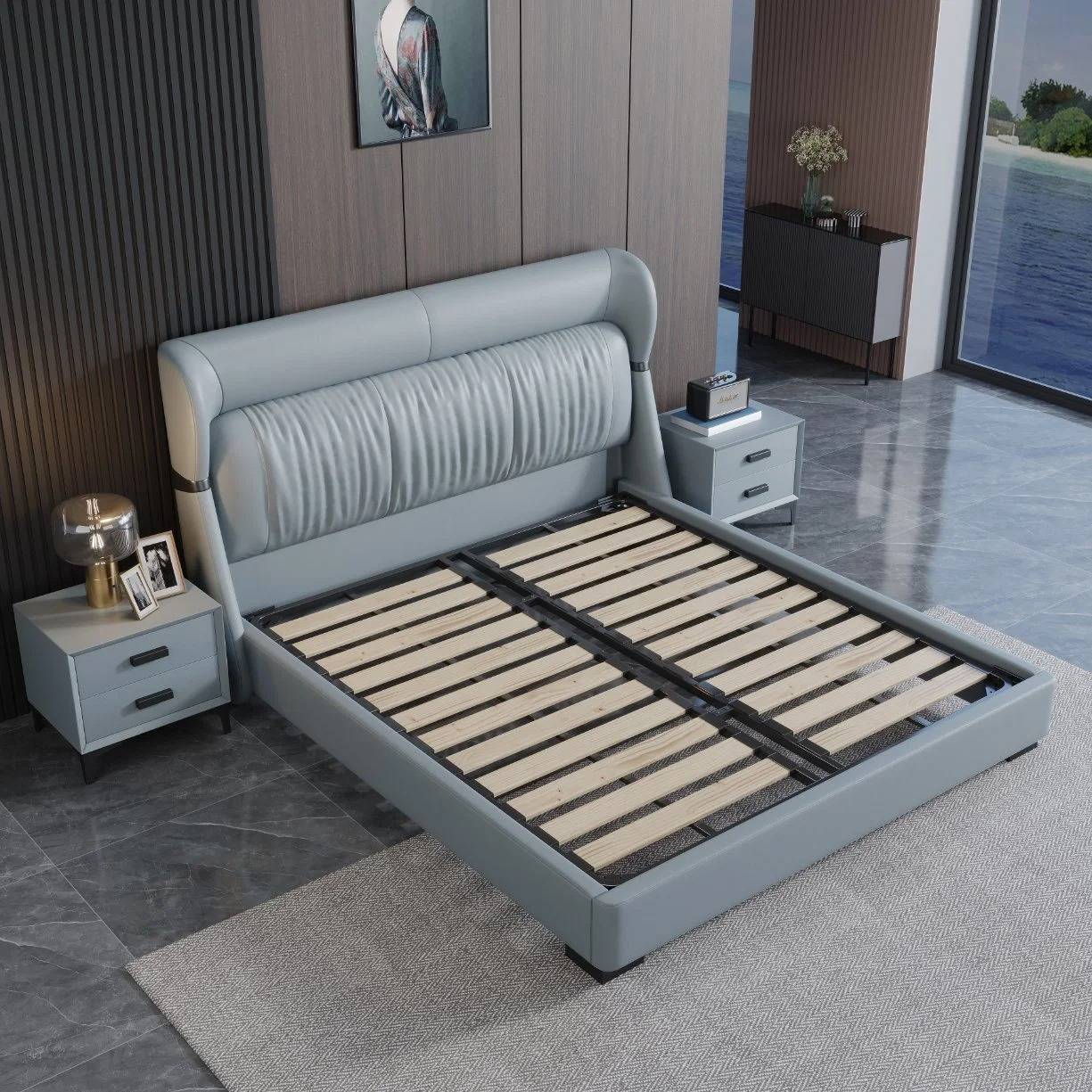 Leather Storage Double Luxury up-Holstered Beds