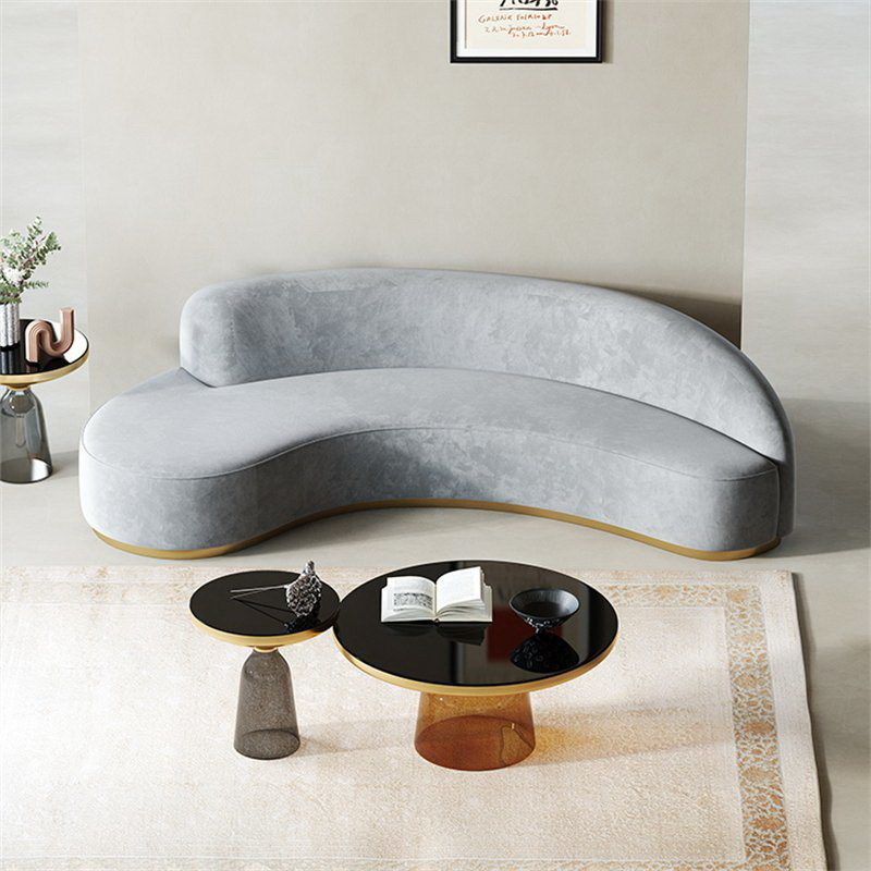 Leather tufted sofa set modern U-shaped living room furniture 