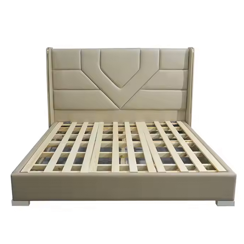 Factory Wholesale Genuine Leather Bed Luxury Hotel Design with Cheapest Price