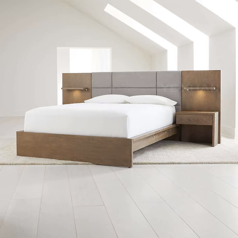 Skd Storage Wooden Frame Modern Inn Motor Hotel king Size Queen Size Double Beds