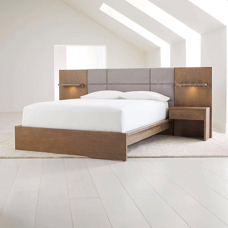 Skd Storage Wooden Frame Modern Inn Motor Hotel king Size Queen Size Double Beds