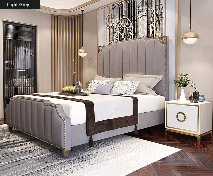 High Grade Bedroom Furniture of Stainless Steel Golden Bed for Luxury Home