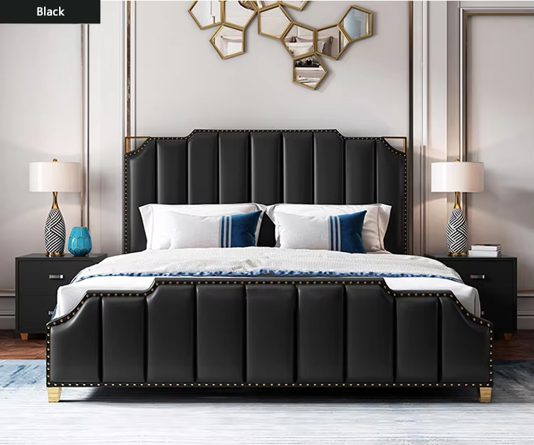 High Grade Bedroom Furniture of Stainless Steel Golden Bed for Luxury Home
