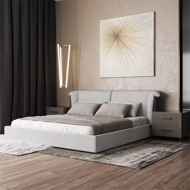 king Size Bed Luxurious Fabric Double Luxury Wholesale Hotel Bedroom Furniture S