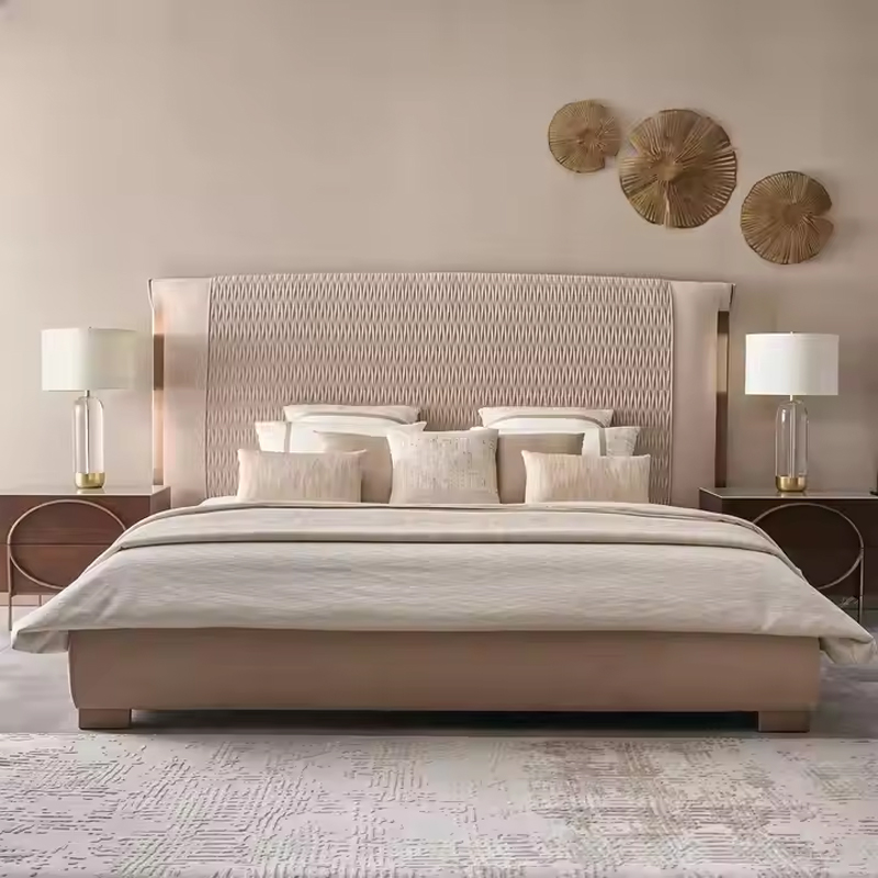 Luxurious Bed king Size Double Luxury Wholesale Hotel Bedroom Furniture Set Fabr