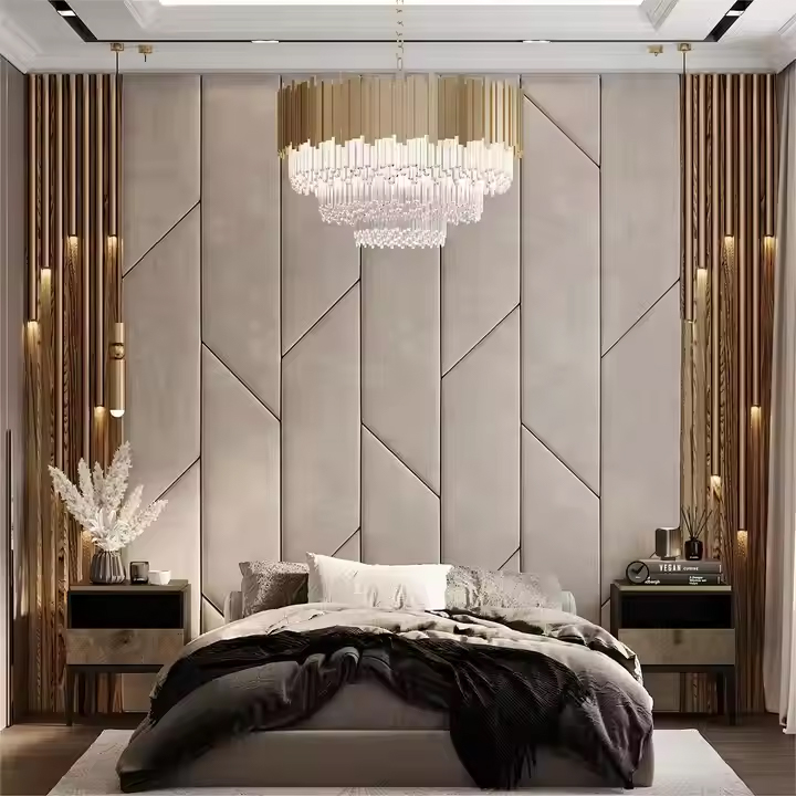 New Modern Master Bedroom with King-size Luxurious Fabrics Bed