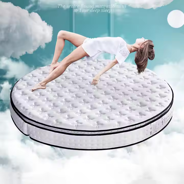 Luxury Knitted Fabric Pocketed Spring Foam king Hypo-allergenic Round Bed and Ma