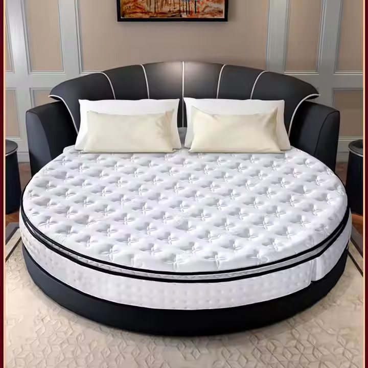 Luxury Knitted Fabric Pocketed Spring Foam king Hypo-allergenic Round Bed and Ma