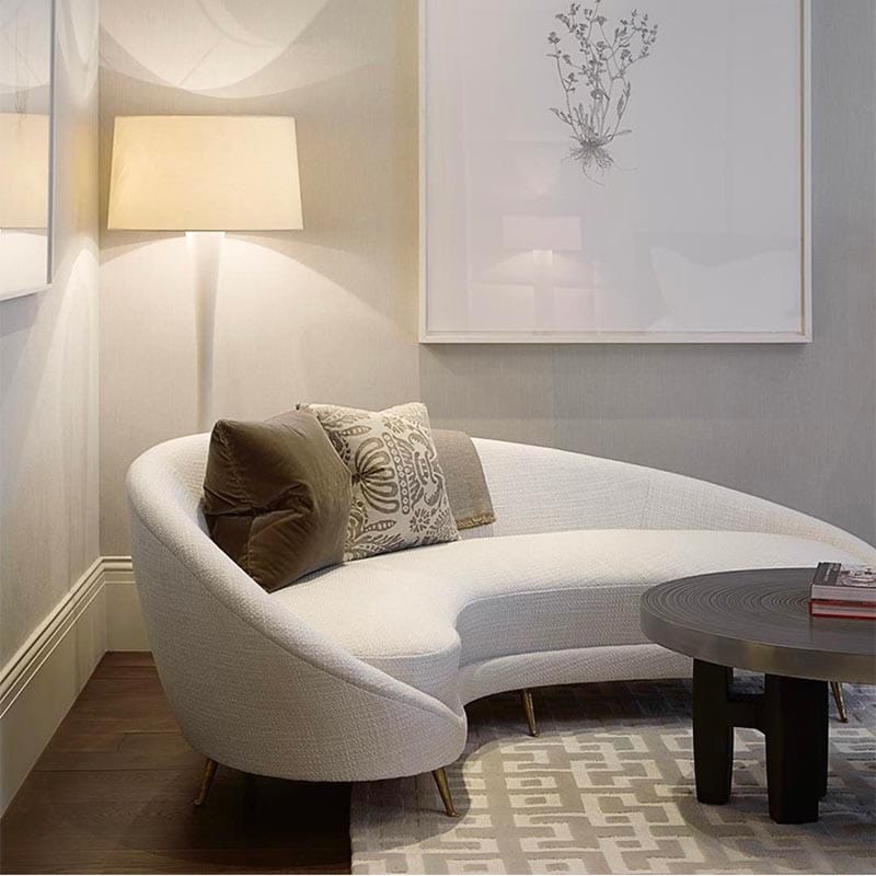North european style modern upholsteredup fabric sofa with stainless steel legs 